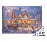 Cozy Winter Cottage 1000 Pieces Jigsaw Puzzle Holiday Lights Relaxing Focus & Concentration Thick Cardboard for Kids Ages 14 70x50cm/1000pcs