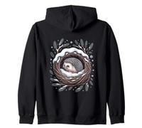 Cozy Winter Hedgehog In Snowy Forest Nest Woodland Zip Hoodie
