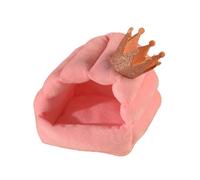 Cozy Winter Pet Bed,Soft Warm Hamsters Hideout,Cute 3D Crown Fruit Ornament Guinea Pigs House,Samll Pet Sleep Play Nest for Hamster, Sugar Glider, Chinchilla, Rabbit, Guinea Pig_L(Pink Crown)