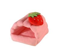 Cozy Winter Pet Bed,Soft Warm Hamsters Hideout,Cute 3D Crown Fruit Ornament Guinea Pigs House,Samll Pet Sleep Play Nest for Hamster, Sugar Glider, Chinchilla, Rabbit, Guinea Pig_L(Strawberry)