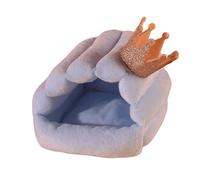 Cozy Winter Pet Bed,Soft Warm Hamsters Hideout,Cute 3D Crown Fruit Ornament Guinea Pigs House,Samll Pet Sleep Play Nest for Hamster, Sugar Glider, Chinchilla, Rabbit, Guinea Pig_L(Blue Crown)