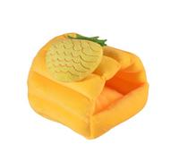 Cozy Winter Pet Bed,Soft Warm Hamsters Hideout,Cute 3D Crown Fruit Ornament Guinea Pigs House,Samll Pet Sleep Play Nest for Hamster, Sugar Glider, Chinchilla, Rabbit, Guinea Pig_S(Pineapple)