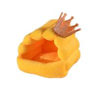 Cozy Winter Pet Bed,Soft Warm Hamsters Hideout,Cute 3D Crown Fruit Ornament Guinea Pigs House,Samll Pet Sleep Play Nest for Hamster, Sugar Glider, Chinchilla, Rabbit, Guinea Pig_S(Yellow Crown)
