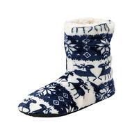 Cozy Winter Slipper Boots, Red and White Nordic Pattern, Memory Foam Indoor Shoes with Non-Slip Sole, Christmas Design Home Slippers for Women and Men