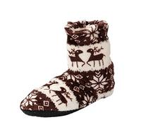 Cozy Winter Slipper Boots, Red and White Nordic Pattern, Memory Foam Indoor Shoes with Non-Slip Sole, Christmas Design Home Slippers for Women and Men