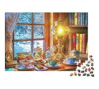 Cozy Winter Tea Time 1000 Piece Jigsaw Puzzle A Warm Tea Party Indoors for Adults Educational Game Beautiful Decoration Difficult Challenging Male And Female Birthday 52x38cm/1000pcs Gifts