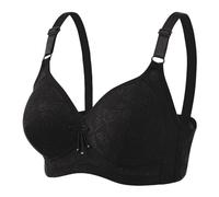Cozy Wireless Bras for All-Day Comfort and Support Comfort Bras for Women Full Coverage Underwire Button Front Closure Cotton Bra Soft Wireless Underwear Plus Size Sports Bras Women (Black, XXXL)