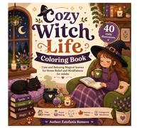 Cozy Witch Coloring Book for Adults and Teens Featuring Super Cute witch with Easy and Simple Designs for Relaxation: 40 Cute and Relaxing Magical ... Making, Cats, Autumn Vibes, Cottagecore