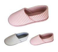 Cozy Womens Slippers Comfortable Slippers For Pregnancy Closed Toe Swollen Feet Slipper Ladies Diabetic Slipper Indoor House Sliders With Rubber Sole Slip On House Loafers Simple Stripe Sliders