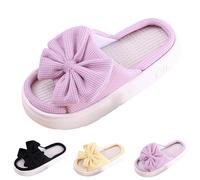 Cozy Women's Slippers Open Toe Casual Thick Soled Bow Slide Slippers for Home and Relaxation (Red, 5.5)
