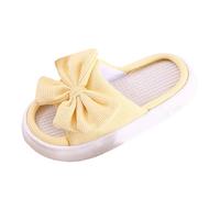 Cozy Women's Slippers Open Toe Casual Thick Soled Bow Slide Slippers for Home and Relaxation (Yellow, 3.5)