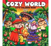 Cozy World: Coloring book for adults and teens that explores the world with cute animal friends and traditional cultural outfits and architecture, bringing relaxation.