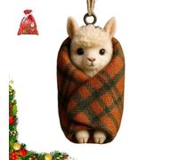 Cozy Wrapped Critters Ornament 2D Acrylic Alpaca Hanging Ornament Tree Decor