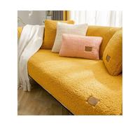 Cozy Yellow Lambswool Sofa Cover, Anti-Slip 90x210 cm, Soft Mid Century Couch & Bed Protector, Slish Home Decor Accent for Ultimate t & War