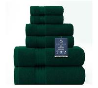 COZYART Dark Green Bath Towel Set 6Pcs, Turkish Cotton Hotel Soft Absorbent Thick Bathroom Towel Sets of 6 with 2 Large Bath Towels, 2 Hand Towels, 2 Washclothes, 650 GSM