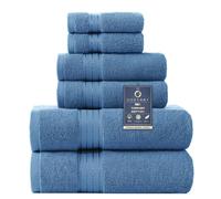 COZYART Denim Blue Bath Towel Set, Turkish Cotton Hotel Large Towel Bulk for Bathroom, Thick Bathroom Sets of 6 with 2 Bath Towels, 2 Hand Towels, 2 Washcloths, 650 GSM