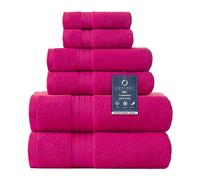 COZYART Hot Pink Bath Towel Set, Turkish Cotton Hotel Large Towel Bulk for Bathroom, Thick Bathroom Sets of 6 with 2 Bath Towels, 2 Hand Towels, 2 Washcloths, 650 GSM