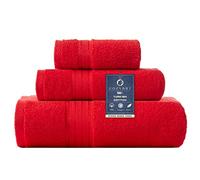 COZYART Luxury Red Bath Towel Set 3 Piece Cotton Hotel Large Towels for Bathroom Thick Bathroom 3 Piece Set with 1 Bath Towel, 1 Hand Towel, 1 Face Cloth, 650 GSM