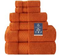 COZYART Orange Bath Towel Set 6 Piece, 2 Bath Towels 2 Hand Towels 2 Washcloths, Luxury 100% Turkish Cotton 650GSM Hotel Quality, Soft, Absorbent, Towel Sets for Bathroom
