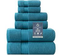 COZYART Teal Bath Towel Set for Bathroom Soft Absorbent Durable 650 GSM Turkish Cotton Towel Set of 6, 2 Large Bath Towels, 2 Hand Towels, 2 Washclothes