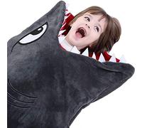 CozyBomB Cozy Shark Tails Blanket for Kids - Smooth One Piece Blankie Design - Durable Seamless Plush Throw - Grey Sleeping Bag with Fin - Christmas Birthday Gifts for Boys & Girls