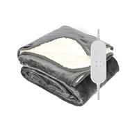 COZYBRITE Electric Heated Blanket Throw Fleece with 9 Heat Settings 9 Hours Timer Auto Shut-off 160x130cm Double Sided Digital Control Machine Washable TK(160X130)/1.4m2-19S-DT-ST-Double (Grey+White)
