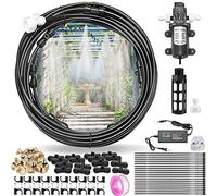CozyCabin Outdoor Misting Cooling System with Pump - 40ft (12m) Misting Line with Filter + 6 Brass Mist Nozzles (3/4") for Patio Garden Greenhouse Watering Distribution System (40FT)