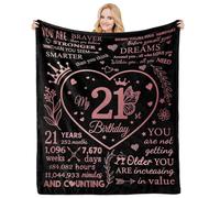 COZYCRIB 21st Birthday Gift Blanket for Girls, Flannel, Throw Blanket, 50x60 inch, 21st Birthday Gift Color