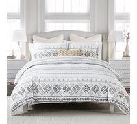 CozyDH Boho Duvet Cover King Size - 100% Cotton 400TC Lightweight Aztec White King Duvet Cover Set, Bohemian Geometric Pattern Comforter Cover Set/Bedding Set 3pcs (104" x 90", No Comforter)
