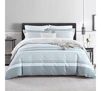 CozyDH Duvet Cover King Size - 100% Cotton Soft Lightweight Duvet Cover Set, 400 Thread Count 3 Pieces Grey Striped Bedding Set, 8 Ties Zipper Closure(104x90, Grey, No Comforter)