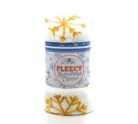 Cozydoze Xmas Blankets - Fleecy Throws. Christmas Trees, Reindeer, Owls, Winter Snowflakes In Red, Blue, Silver Grey, Gold, White. Warm & Cosy Double Thermal Fleece (Snowflakes White/Gold)