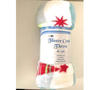 Cozydoze Xmas Blankets - Fleecy Throws. Christmas Trees, Reindeer, Owls, Winter Snowflakes In Red, Blue, Silver Grey, Gold, White. Warm & Cosy Double Thermal Fleece (Trees)