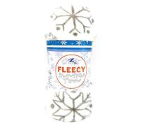 Cozydoze Xmas Blankets - Fleecy Throws. Christmas Trees, Reindeer, Owls, Winter Snowflakes In Red, Blue, Silver Grey, Gold, White. Warm & Cosy Double Thermal Fleece (Snowflakes White/Silver)