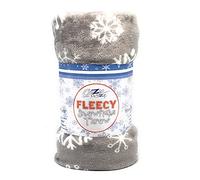 Cozydoze Xmas Blankets - Fleecy Throws. Christmas Trees, Reindeer, Owls, Winter Snowflakes In Red, Blue, Silver Grey, Gold, White. Warm & Cosy Double Thermal Fleece (Snowflakes Silver)