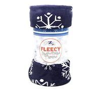 Cozydoze Xmas Blankets - Fleecy Throws. Christmas Trees, Reindeer, Owls, Winter Snowflakes In Red, Blue, Silver Grey, Gold, White. Warm & Cosy Double Thermal Fleece (Snowflakes Blue)