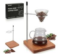 COZYGIFT Pour Over Coffee Stand - Cherry Wood Base & 360° Adjustable Coffee Filter Holder, Height Adjustable Coffee Dripper Station for V60, Chemex & Glass Funnels, Pour Over Coffee Station