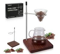 COZYGIFT Pour Over Coffee Stand - North American Walnut Base & 360° Adjustable Coffee Filter Holder, Height Adjustable Coffee Dripper Station for V60, Chemex & Glass Funnels, Pour Over Coffee Station