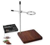 COZYGIFT Pour Over Coffee Stand with American Black Walnut Base, Adjustable Coffee Dripper Stand, Wooden Brewing Station, Cone Holder, Elegant Gift for Brew Enthusiasts, Home Barista & Kitchen Décor