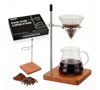 COZYGIFT Pour Over Stand with Cherry Wood Base & 360° Adjustable Coffee Filter Holder, Height Adjustable Coffee Dripper Station for V60, Chemex & Glass Funnels, Pour Over Coffee Station (Stand Only)