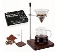 COZYGIFT Pour Over Stand with Walnut Base & 360° Adjustable Coffee Filter Holder, Height Adjustable Coffee Dripper Station for V60, Chemex & Glass Funnels, Pour Over Coffee Station (Stand Only)
