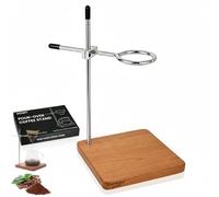 COZYGIFT Solid Cherry Wood Pour Over Coffee Stand - Adjustable Height Dripper Station, 304 Stainless Steel Arm | Heavy Anti-Slip Base | Universal Filter Holder Fits Hario V60, Origami Home Barista