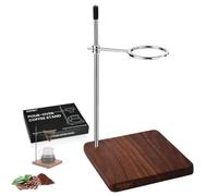 COZYGIFT Solid Walnut Pour Over Coffee Stand - Height Adjustable 304 Stainless Steel Arm for Hario V60, Kalita & Travel Mugs - Weighted Real Wood Base Barista Station - Rust-Proof (Stand Only)
