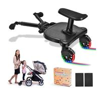 CozyGoo Universal Buggy Board with Seat & LED Wheels - Adjustable Ride-On Board for Strollers, Safe & Fun Buggy Board for Kids Aged 2-6 Years, Supports Up to 25 kg, Perfect for Family Adventures