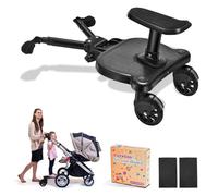 CozyGoo Universal Stroller Board, 2 in1 Sit and Stand Stroller Glider Board with Detachable Seat, Buggy Board Suitable for 99% of Strollers, for 2-6-year-old Children, Max Load 55lbs (Black)