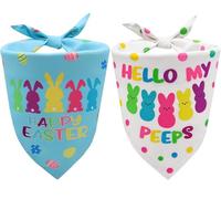 Cozyhaus Easter Dog Bandanas 2PCS-XLarge,Adjustable Holiday Party Pets Rabbit Easter Egg Outfits,Triangle Reversible Pet Scarf for Boys and Girls,Dog Costume Gifts for Extra Large Dogs