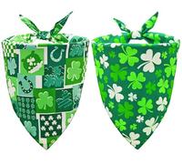 CozyHaus St. Patrick's Day Dog Bandanas, Irish Shamrock Design Scarves, Holiday Costumes, Pet Scarves for Boys and Girls, Dog Outfit Gifts for Medium to Large Dogs (Green, 2PCS)