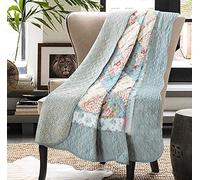 Cozyholy Original 100% Cotton Patchwork Quilt Twin Size Blue Floral Bedspread Coverlet Reversible Vintage Shabby Chic Quilted Throw Blanket Bed Quilt Cover for Couch Sofa