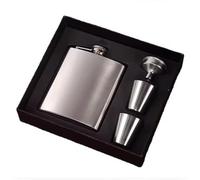 CozyHomeWare 8oz Stainless Steel Hip Flask Set - Silver Flask with Funnel & 2 Shot Glasses - Portable Whiskey Flask in an Elegant Gift Box for Men, Bar, Parties, Outdoors, Camping