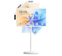 Cozyla Mate 32 Inch Mobile Portable TV Stand on Wheels Support Google Store Full Swivel Rotation Portable Touch Screen Monitor Built-in Battery Smart Rolling Tablet TV 4K Camera Remote Control White