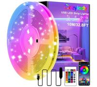 Cozylady 10M USB LED Light Strip, Smart Bluetooth RGB Light with APP Control, Timer Setting, Music Mode, for Decoration, Bedroom, PC, Cabinet